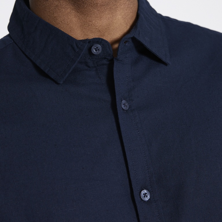Linen blend shirt "Lucas" Navy 5